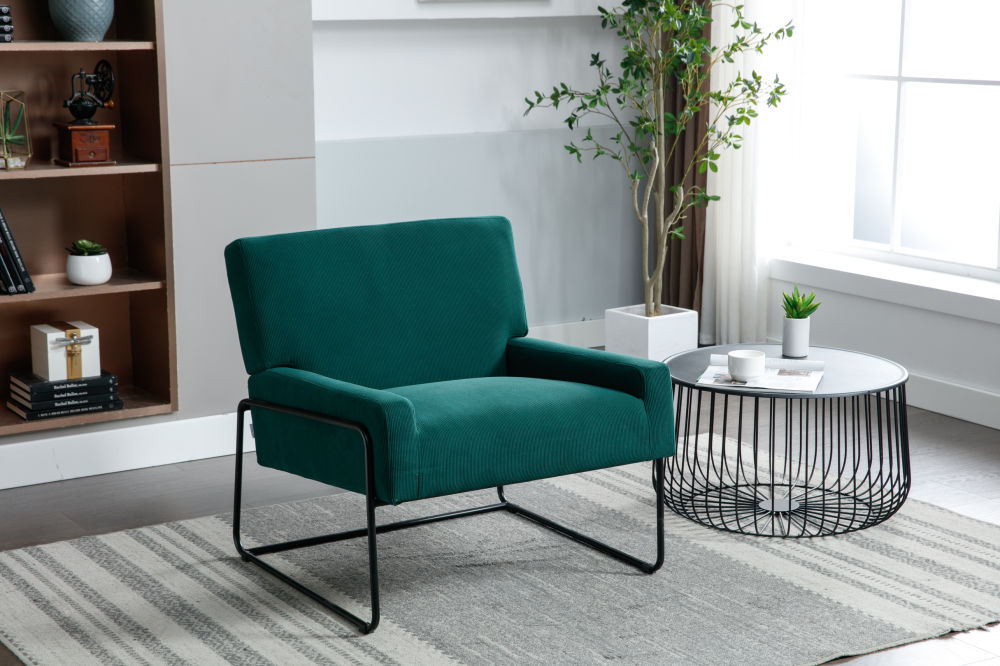 dropship COOLMORE Accent Chair - Modern Industrial Slant Armchair with Metal Frame - Premium High Density Soft Single chair for Living Room Bedroom