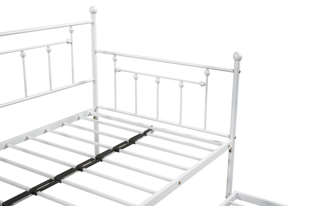 dropship Metal Twin Daybed with Trundle/ Heavy-duty Sturdy Metal/ Noise Reduced/ Trundle for Flexible Space/ Vintage Style/ No Box Spring Needed