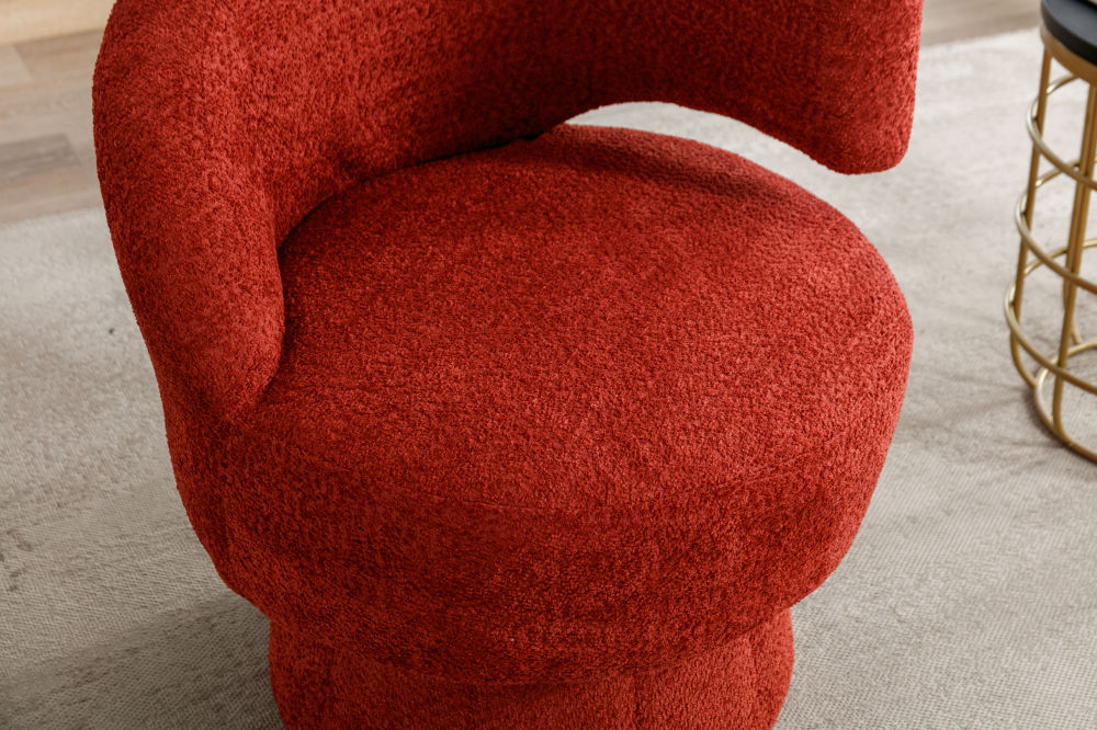 dropship 360 Degree Swivel Cuddle Barrel Accent Chairs, Round Armchairs with Wide Upholstered, Fluffy Fabric Chair for Living Room, Bedroom, Office, Waiting Rooms