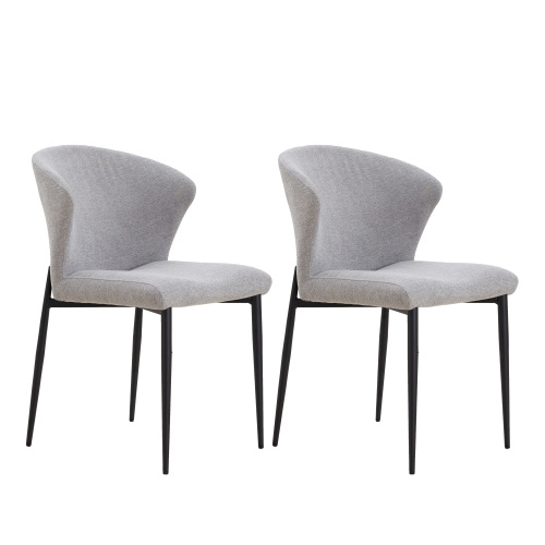dropship Dining Chairs set of 2, Upholstered Side Chairs, Adjustable Kitchen Chairs Accent Chair Cushion Upholstered Seat with Metal Legs for Living Room Grey