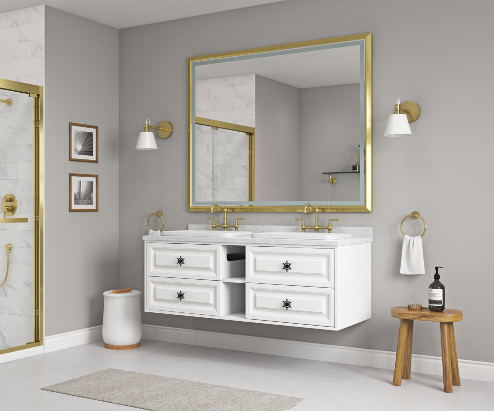 dropship 60in. W x 48 in. H LED Lighted Bathroom Wall Mounted Mirror with High Lumen+Anti-Fog Separately Control bedroom full-length mirror bathroom led mirror hair salon mirror