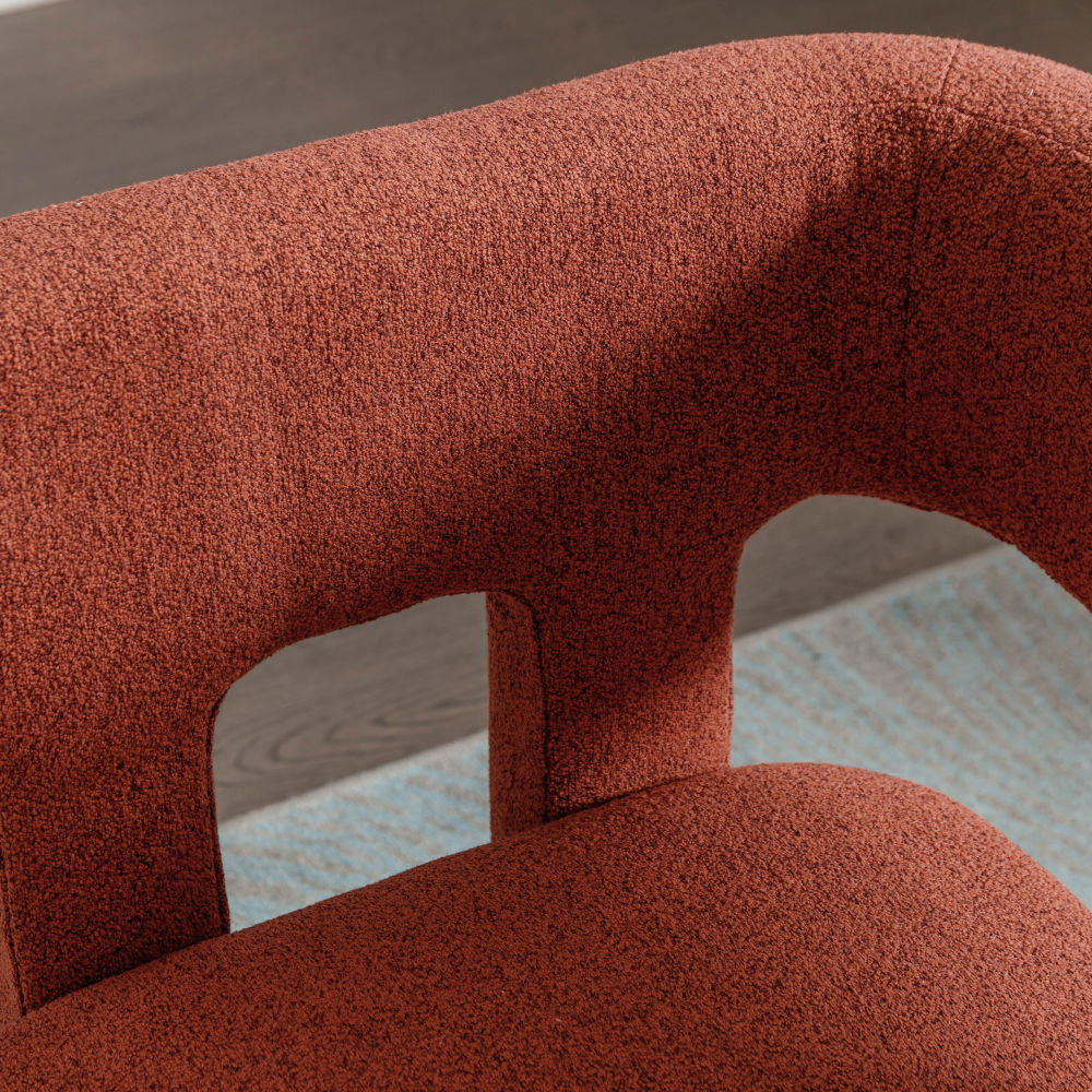 dropship Contemporary Designed Fabric Upholstered Accent Chair Dining Chair for Living Room, Bedroom, Dining Room, Orange