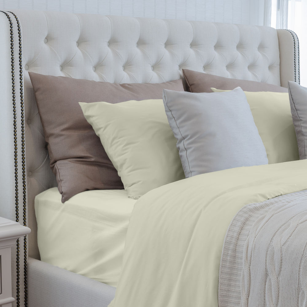 dropship Luxurious Viscose from 100% Bamboo 4-Piece sheet Set , Oeko-TEX Certified, Full - Crème