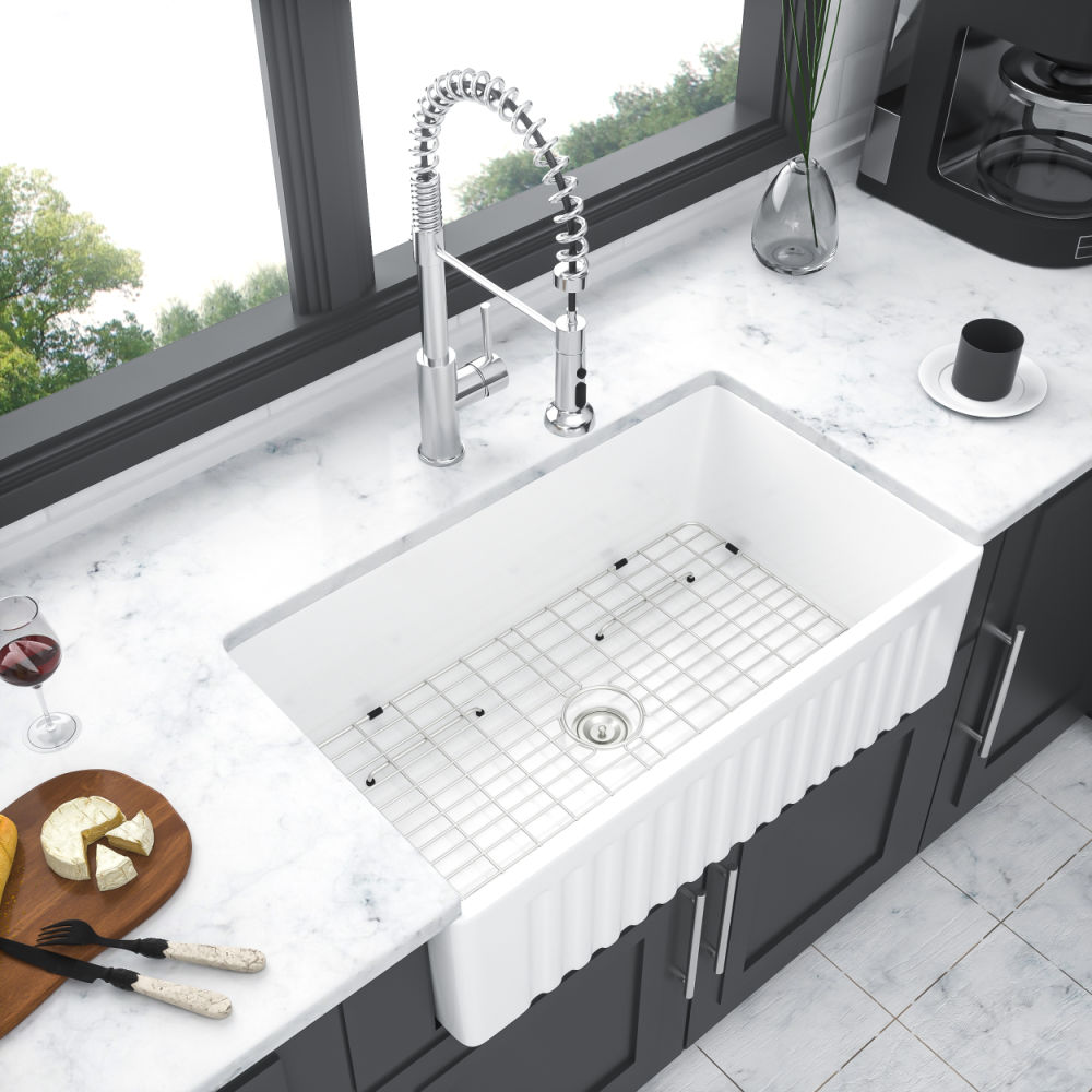 dropship Inch White Farmhouse Sink Deep Apron Sink Undermount Farmhouse Kitchen Sink Single Farm Sink