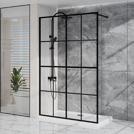 dropship Goodyo 46" X 72" Shower Screen Walk-in Wet-room Black