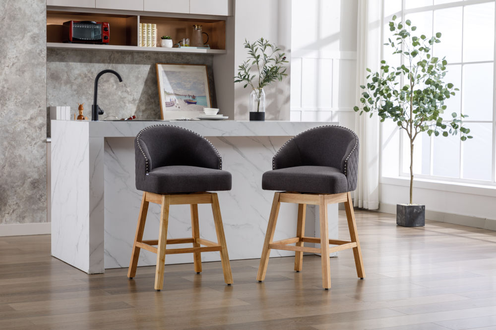 dropship COOLMORE Bar Stools Set of 2 Counter Height Chairs with Footrest for Kitchen, Dining Room And 360 Degree Swivel