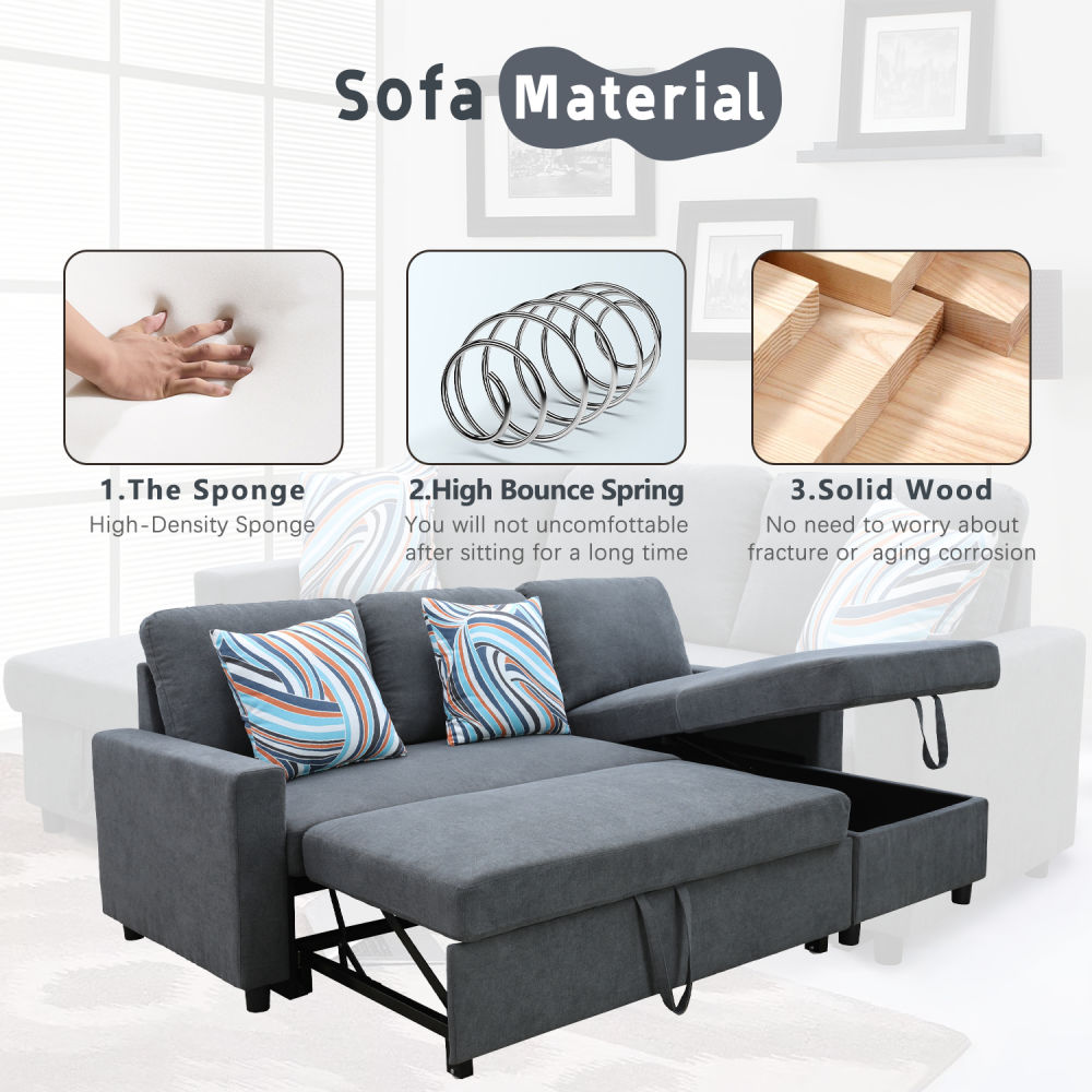 dropship Dark Grey Flannelette 2-Piece Couch Living Room Sofabed