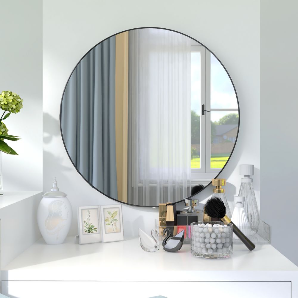 dropship 24" Large Round Black Circular Mirror
