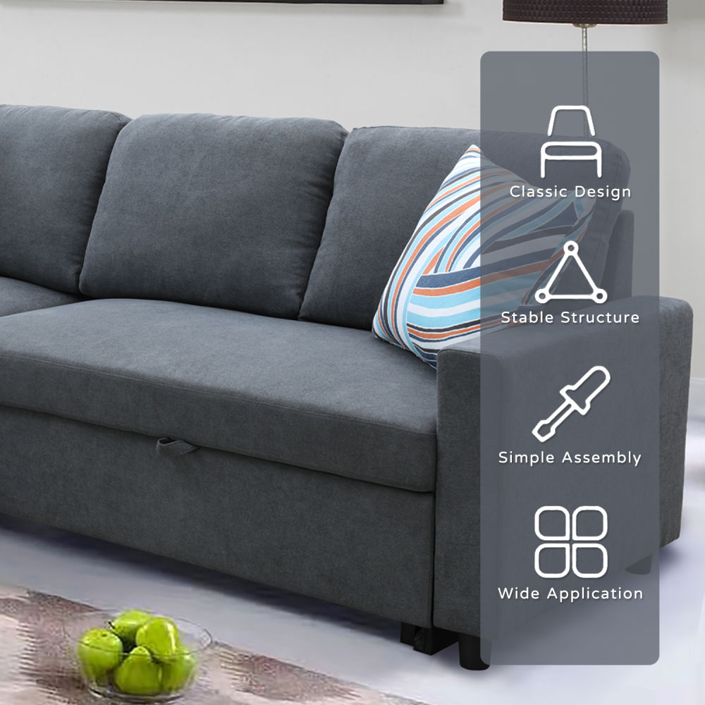 dropship Dark Grey Flannelette 2-Piece Couch Living Room Sofabed