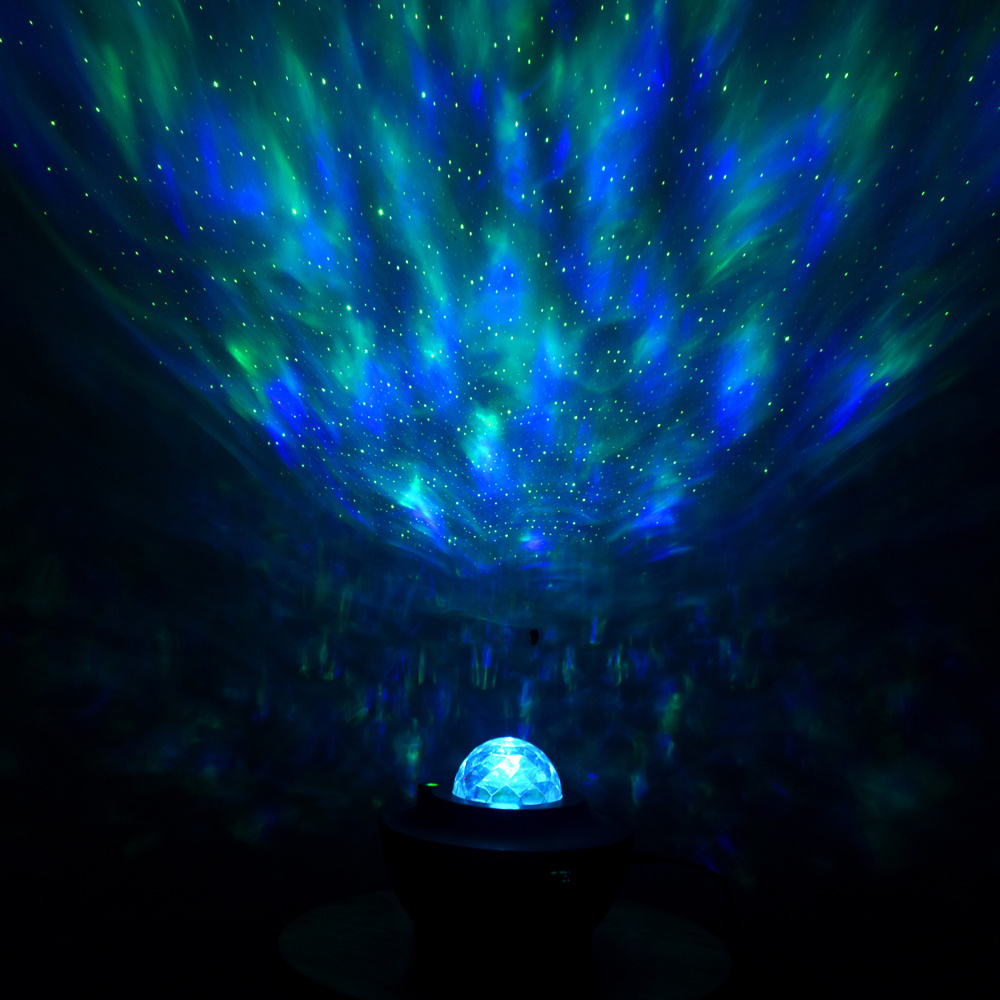 dropship USB LED Star Night Light Music Starry Water Wave LED Projector Light Bluetooth Projector Sound-Activated Projector Light Decor