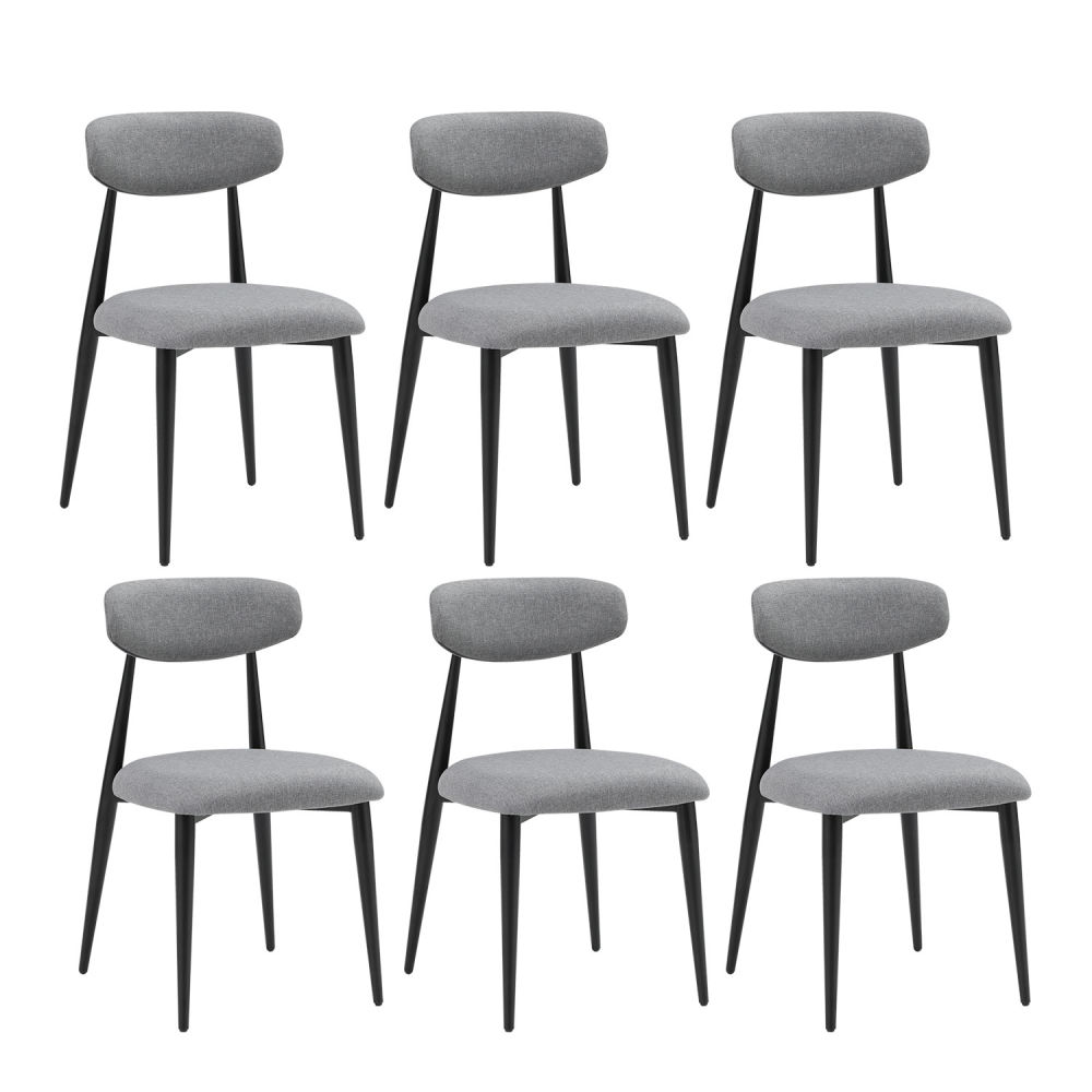 dropship (Set of 6) Dining Chairs, Upholstered Chairs with Metal Legs for Kitchen Dining Room,Grey