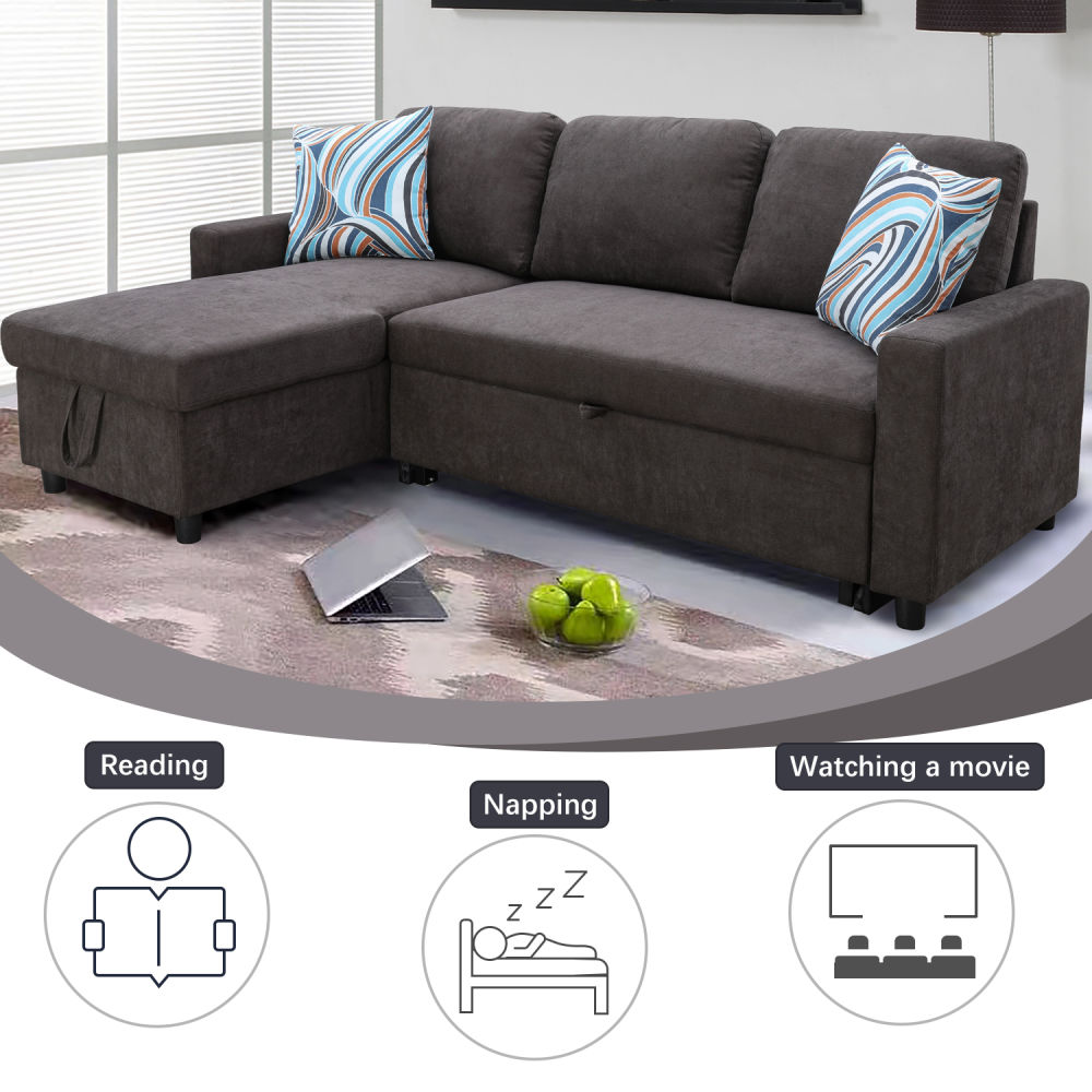 dropship Dark Brown Flannelette 2-Piece Couch Living Room Sofabed