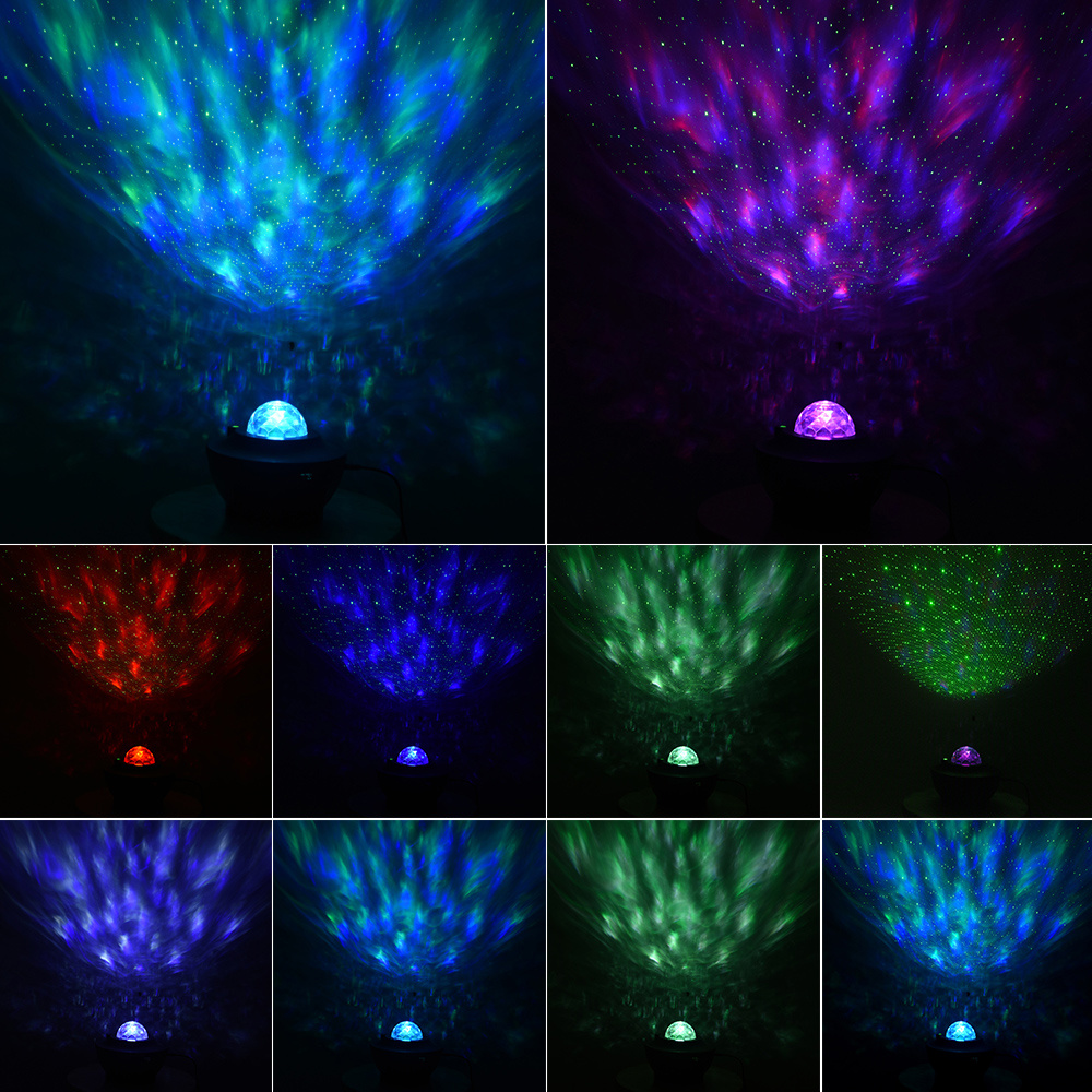 dropship USB LED Star Night Light Music Starry Water Wave LED Projector Light Bluetooth Projector Sound-Activated Projector Light Decor