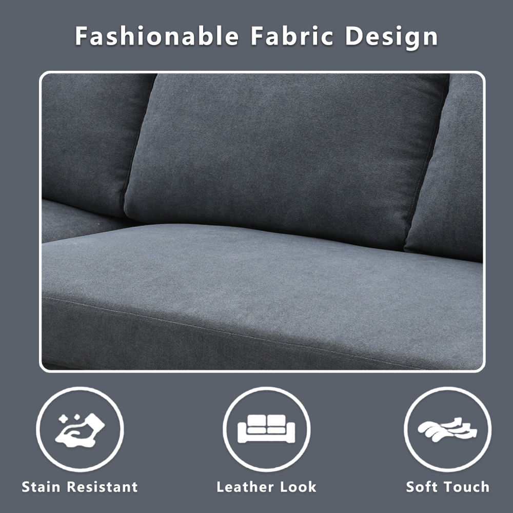 dropship Dark Grey Flannelette 2-Piece Couch Living Room Sofabed