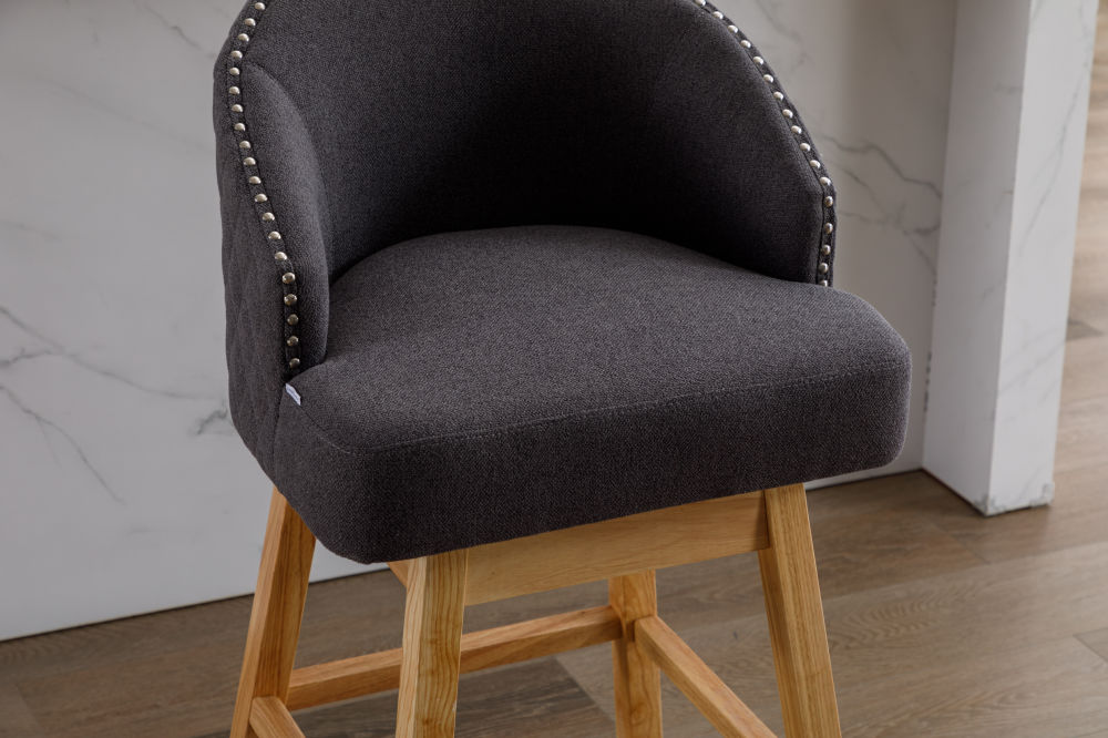 dropship COOLMORE Bar Stools Set of 2 Counter Height Chairs with Footrest for Kitchen, Dining Room And 360 Degree Swivel