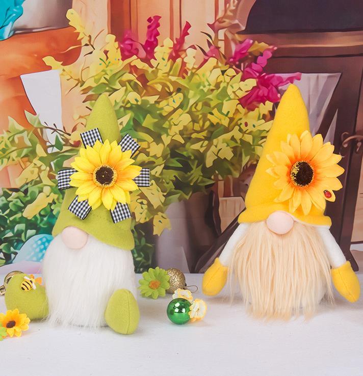 dropship Spring Gnomes Easter Decorations; Handmade Summer Sunflower Gnomes Faceless Plush Doll