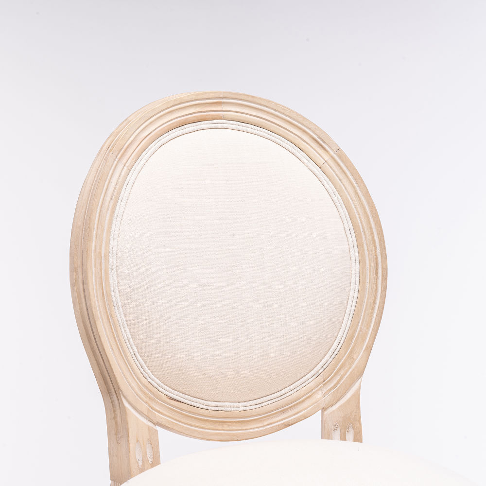 dropship French Country Wooden Barstools With Upholstered Seating , Beige and Natural , Set of 2