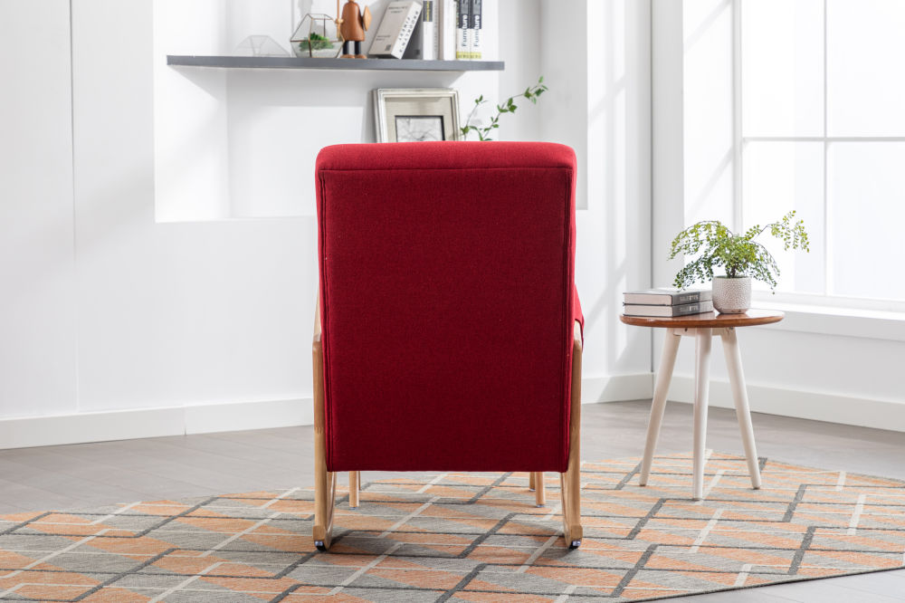 dropship COOLMORE Rocking Chair With Ottoman, Mid-Century Modern Upholstered Fabric Rocking Armchair, Rocking Chair Nursery with Thick Padded Cushion, High Backrest Accent Glider Rocker Chair for Living Room