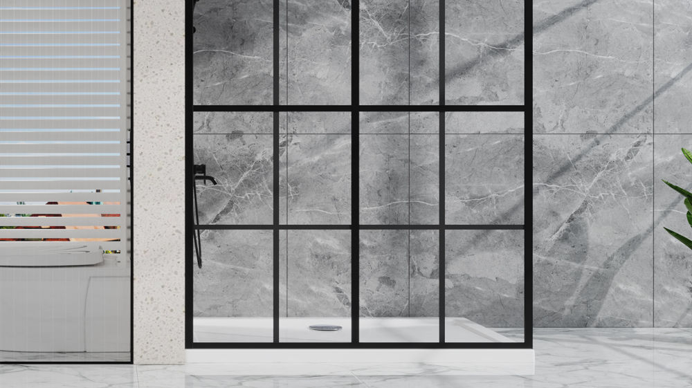 dropship Goodyo 46" X 72" Shower Screen Walk-in Wet-room Black