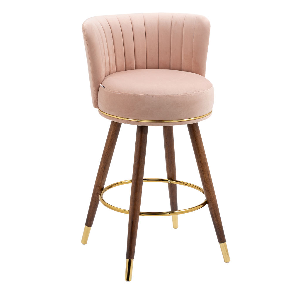 dropship COOLMORE Counter Height Bar Stools Set of 2 for Kitchen Counter Solid Wood Legs with Fabric with a fixed height of 360 degrees