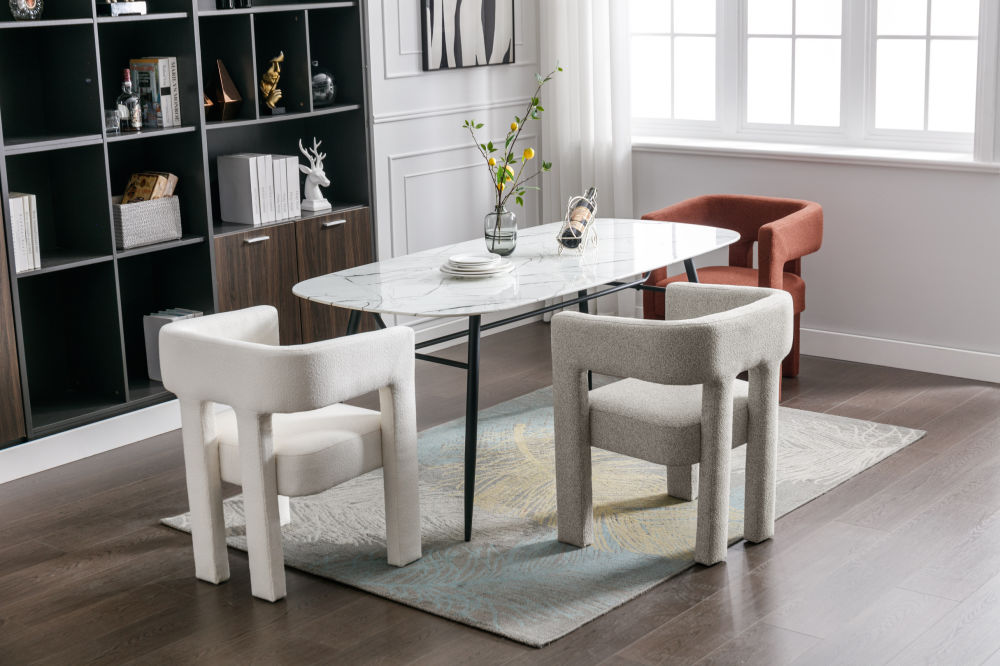 dropship Contemporary Designed Fabric Upholstered Accent Chair Dining Chair for Living Room, Bedroom, Dining Room, Beige