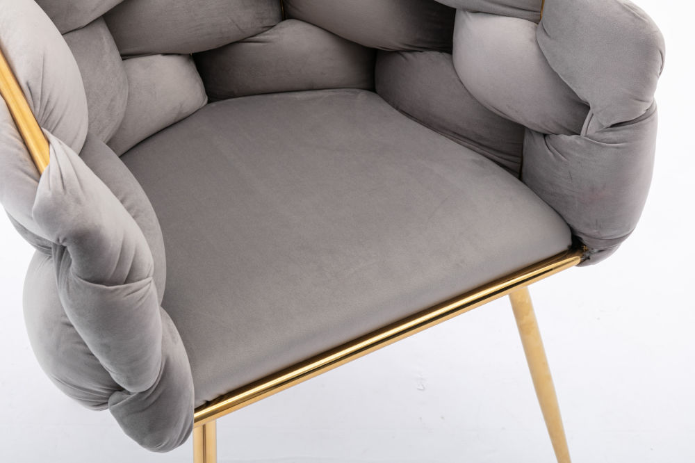 dropship Luxury modern simple leisure velvet single sofa chair bedroom lazy person household dresser stool manicure table back chair gray