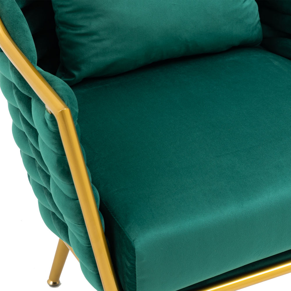 dropship Velvet Accent Chair Modern Upholstered Armchair Tufted Chair with Metal Frame, Single Leisure Chairs for Living Room Bedroom Office Balcony