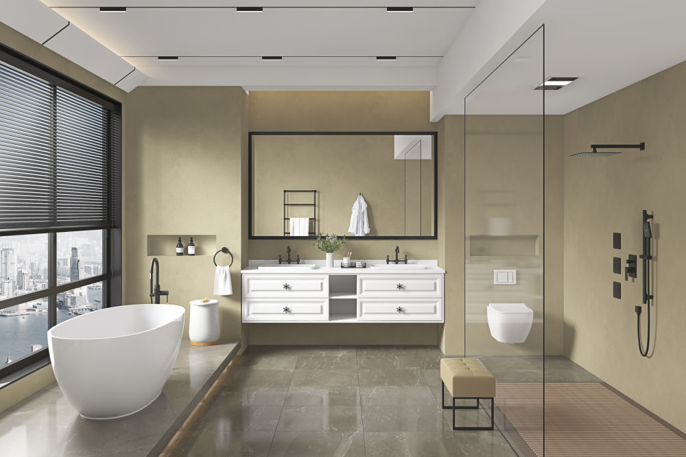 dropship 60in. W x 48 in. H Metal Framed Bathroom Mirror for Wall, X Inch Rectangle Mirror, Bathroom Vanity Mirror Farmhouse, Anti-Rust, Hangs Horizontally or Vertically