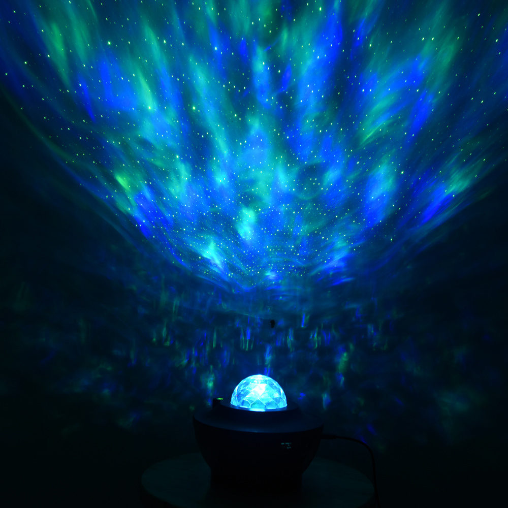 dropship USB LED Star Night Light Music Starry Water Wave LED Projector Light Bluetooth Projector Sound-Activated Projector Light Decor