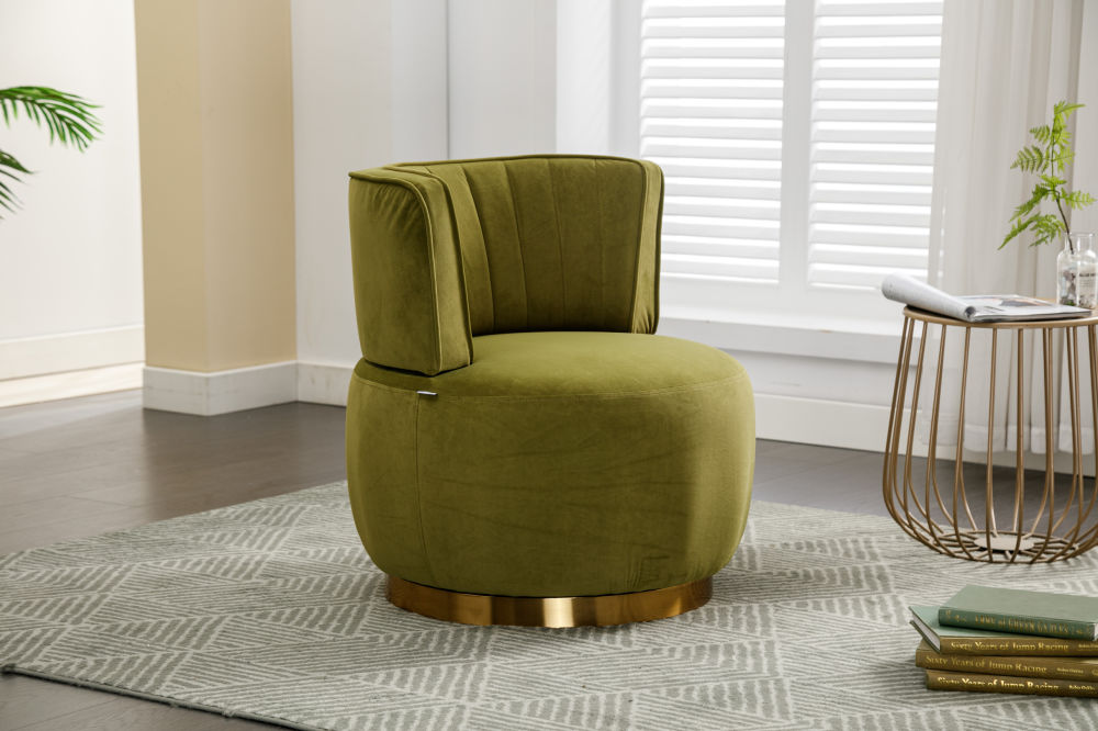dropship 360 Degree Swivel Cuddle Barrel Accent Sofa Chairs, Round Armchairs with Wide Upholstered, Fluffy Velvet Fabric Chair for Living Room, Bedroom, Office, Waiting Rooms