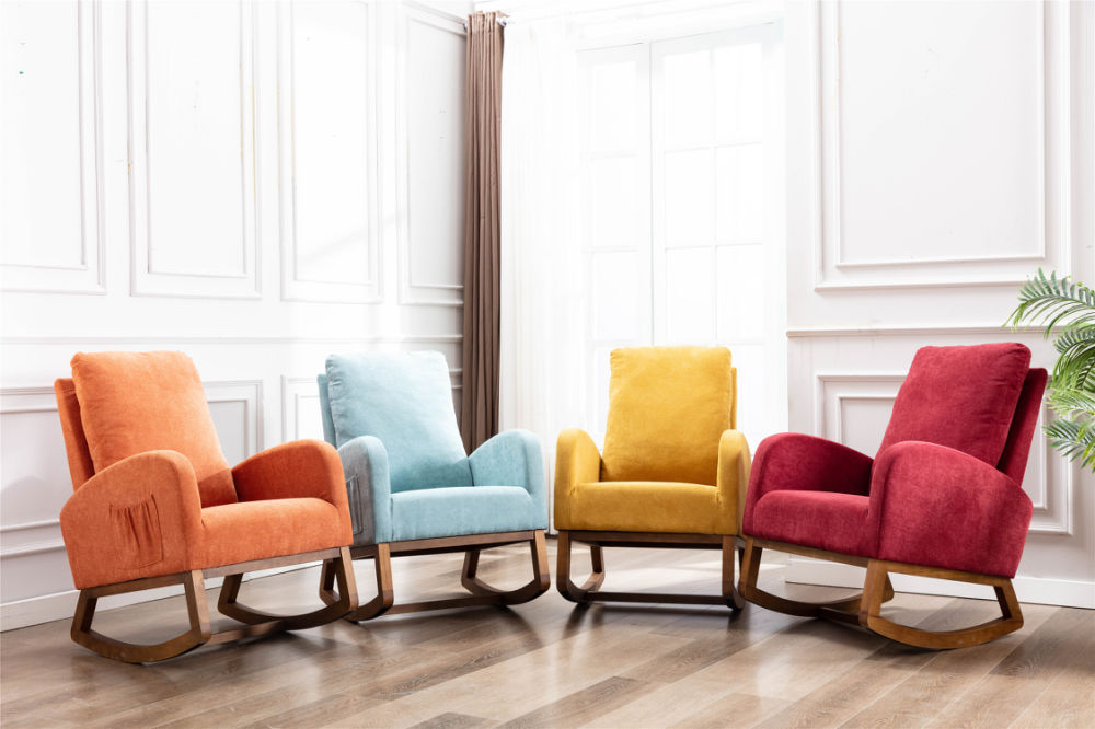 dropship COOLMORE living room Comfortable rocking chair living room chair Yellow
