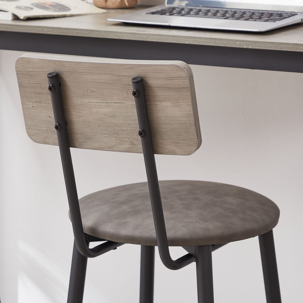 dropship Round bar stool set with shelf, upholstered stool with backrest Grey, 23.62'' W x 23.62'' D x 35.43'' H.