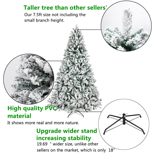 dropship 7.5ft Automatic Tree Structure PVC Material Green Flocking 1450 Branches Christmas Tree