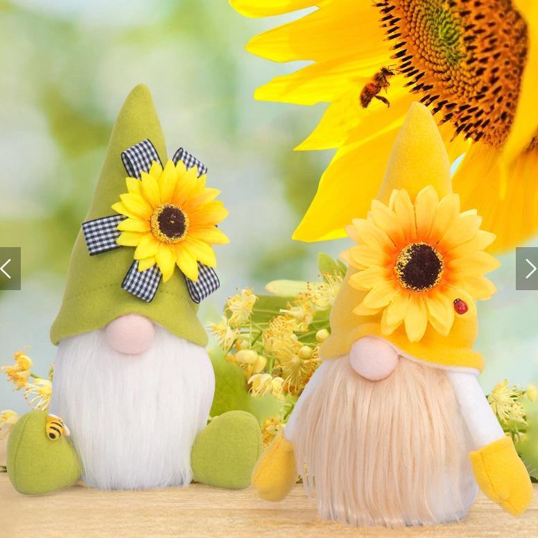 dropship Spring Gnomes Easter Decorations; Handmade Summer Sunflower Gnomes Faceless Plush Doll
