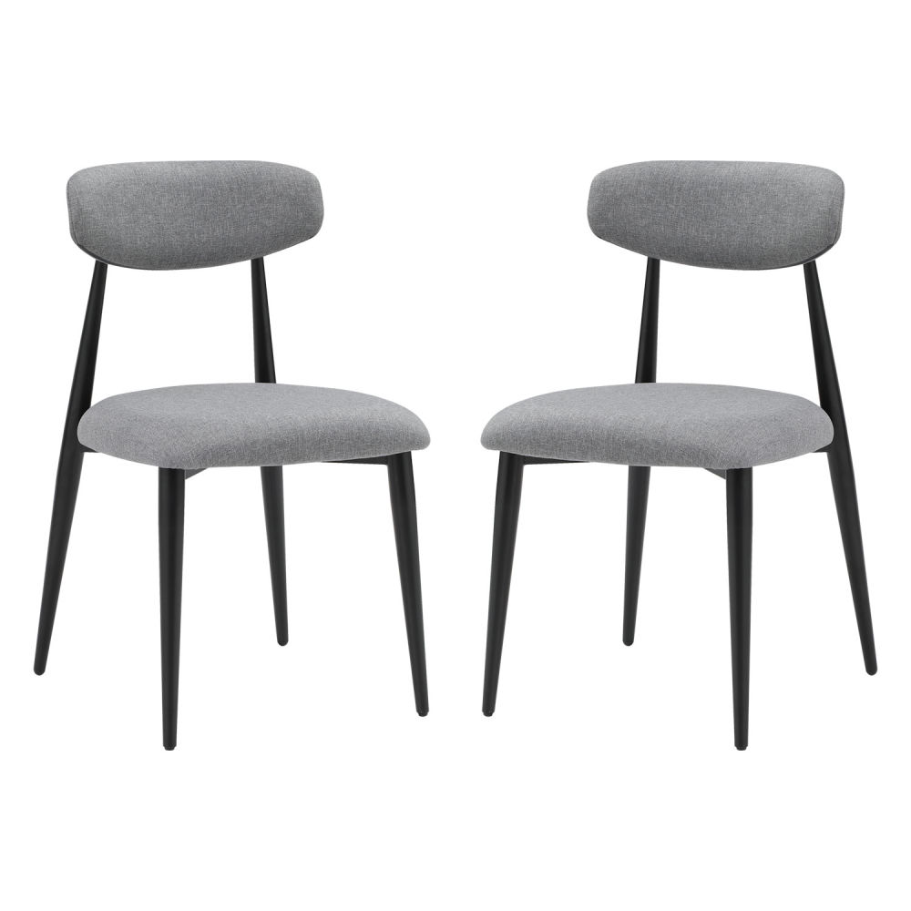 dropship Modern Dining Chairs Set of 2, Curved Backrest Round Upholstered and Metal Frame, Grey