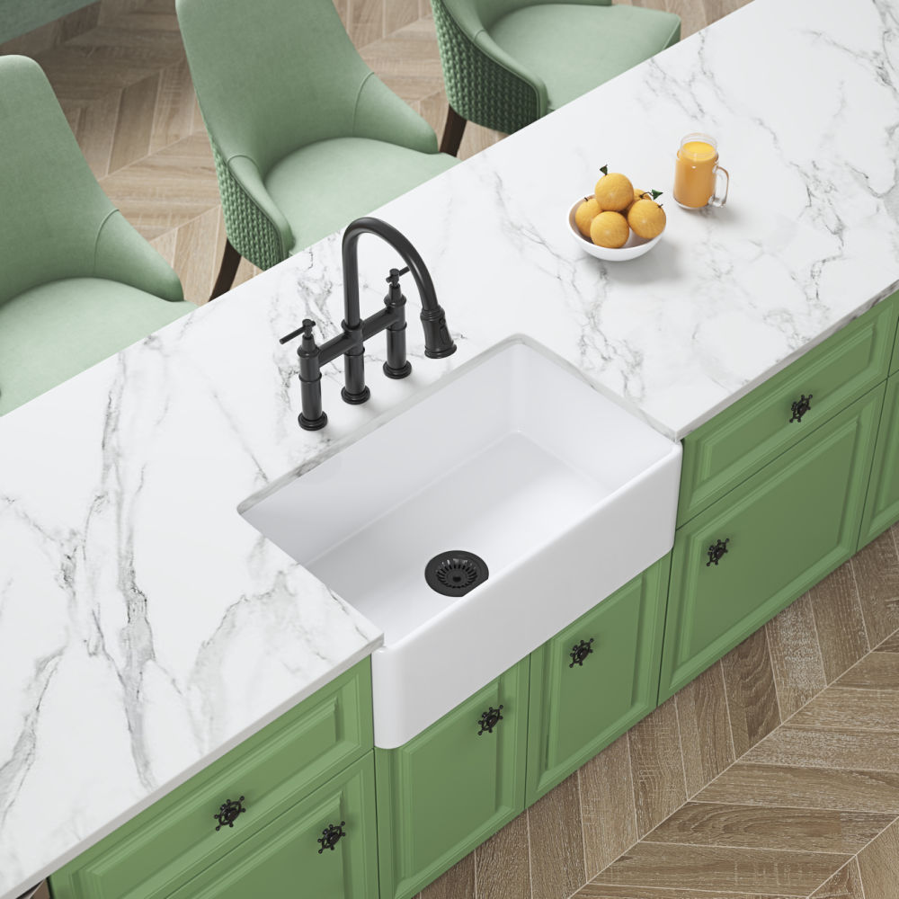dropship Inch White Farmhouse Sink Deep Apron Sink Undermount Farmhouse Kitchen Sink Single Farm Sink