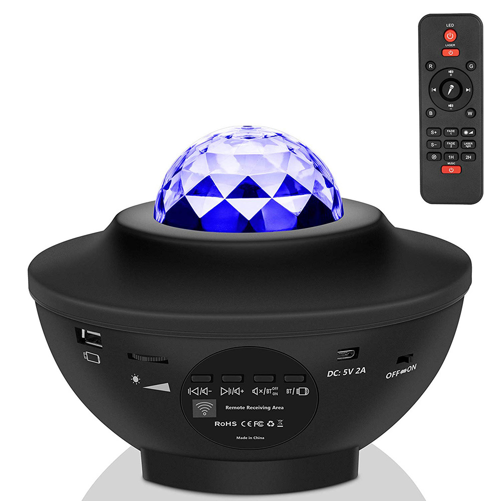 dropship USB LED Star Night Light Music Starry Water Wave LED Projector Light Bluetooth Projector Sound-Activated Projector Light Decor