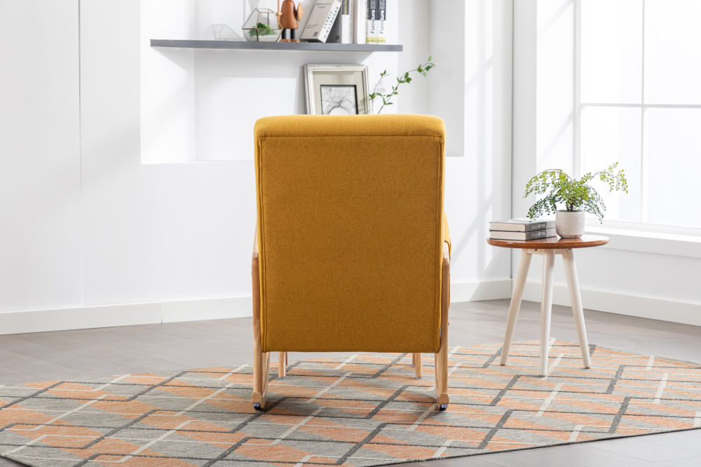 dropship COOLMORE Rocking Chair With Ottoman, Mid-Century Modern Upholstered Fabric Rocking Armchair, Rocking Chair Nursery with Thick Padded Cushion, High Backrest Accent Glider Rocker Chair for Living Room