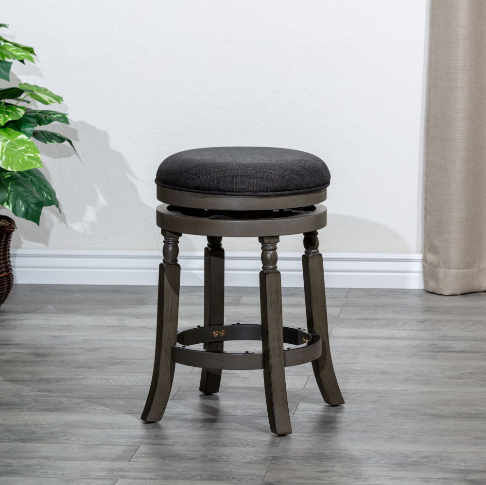 dropship 24" Counter Stool, Weathered Gray Finish, Charcoal Fabric Seat