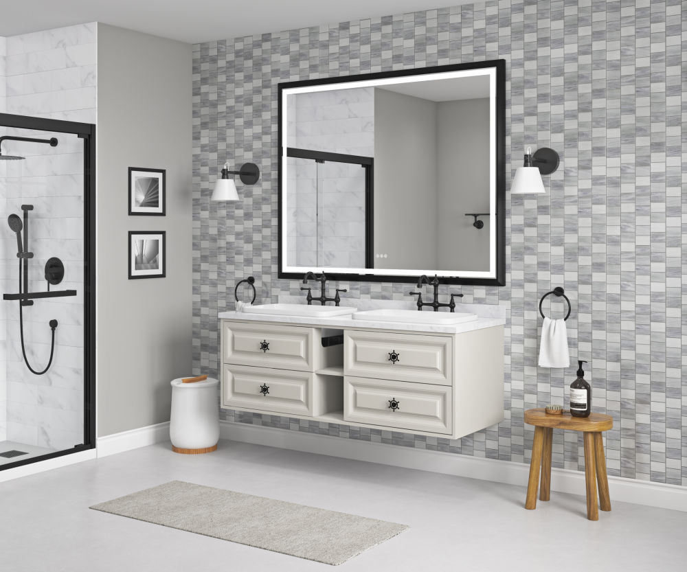dropship 60in. W x 48 in. H LED Lighted Bathroom Wall Mounted Mirror with High Lumen+Anti-Fog Separately Control bedroom full-length mirror bathroom led mirror hair salon mirror