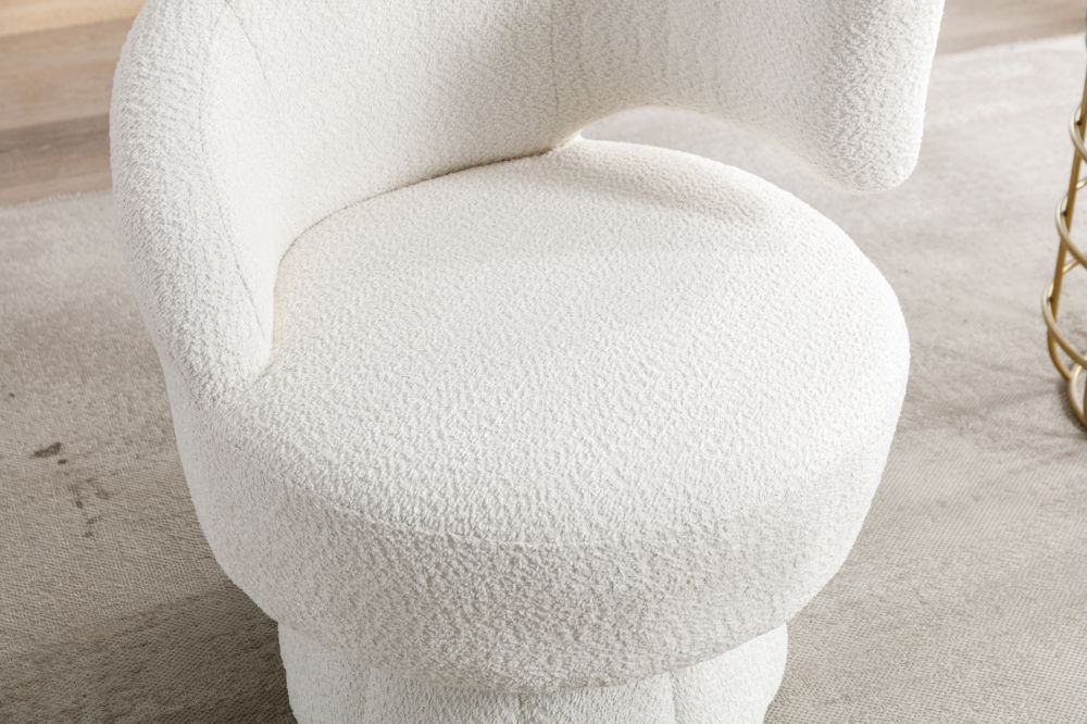dropship 360 Degree Swivel Cuddle Barrel Accent Chairs, Round Armchairs with Wide Upholstered, Fluffy Fabric Chair for Living Room, Bedroom, Office, Waiting Rooms