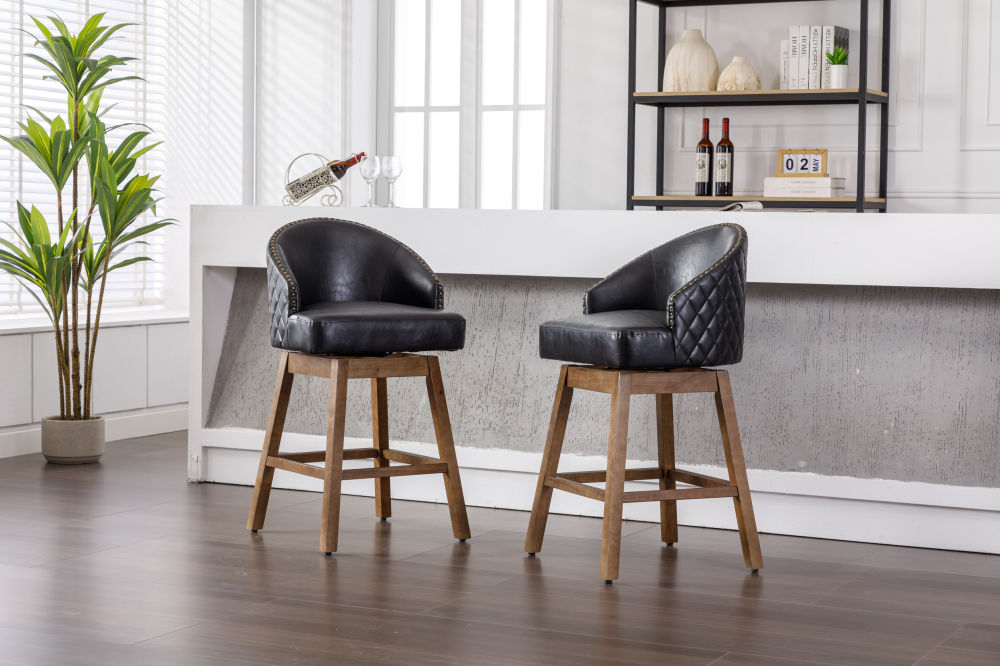 dropship COOLMORE Bar Stools Set of 2 Counter Height Chairs with Footrest for Kitchen, Dining Room And 360 Degree Swivel