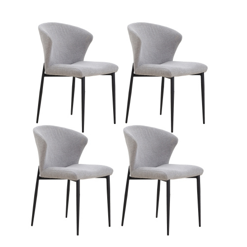 dropship Dining Chairs set of 4, Upholstered Side Chairs, Adjustable Kitchen Chairs Accent Chair Cushion Upholstered Seat with Metal Legs for Living Room Grey