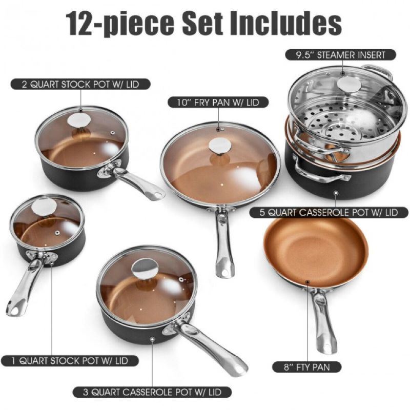 dropship Home Daily Delicacies Pot 12-Piece Safe Non-Stick Cookware Set
