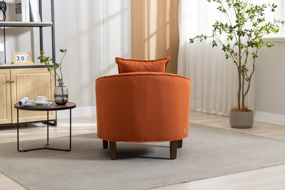 dropship COOLMORE Accent Chair with Ottoman, Mid Century Modern Barrel Chair Upholstered Club Tub Round Arms Chair for Living Room