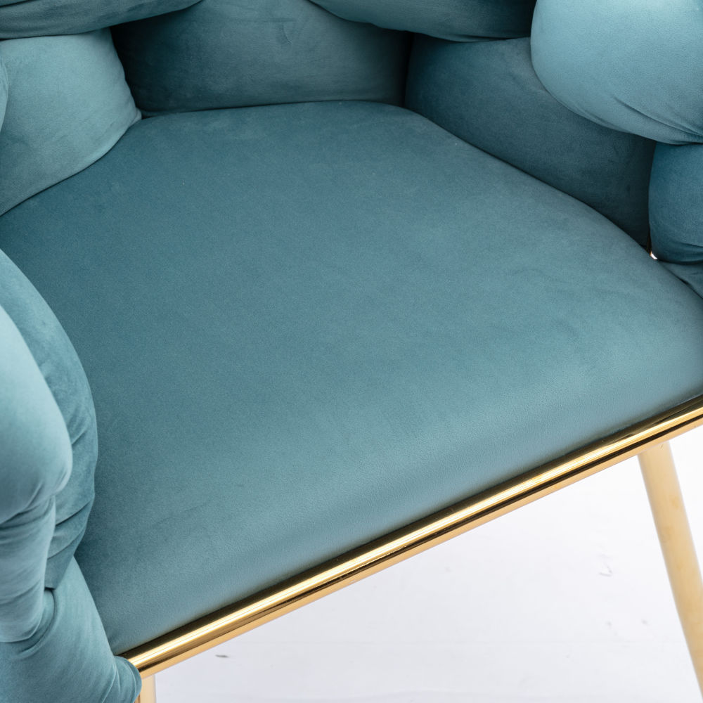 dropship Luxury modern simple leisure velvet single sofa chair bedroom lazy person household dresser stool manicure table back chair blue