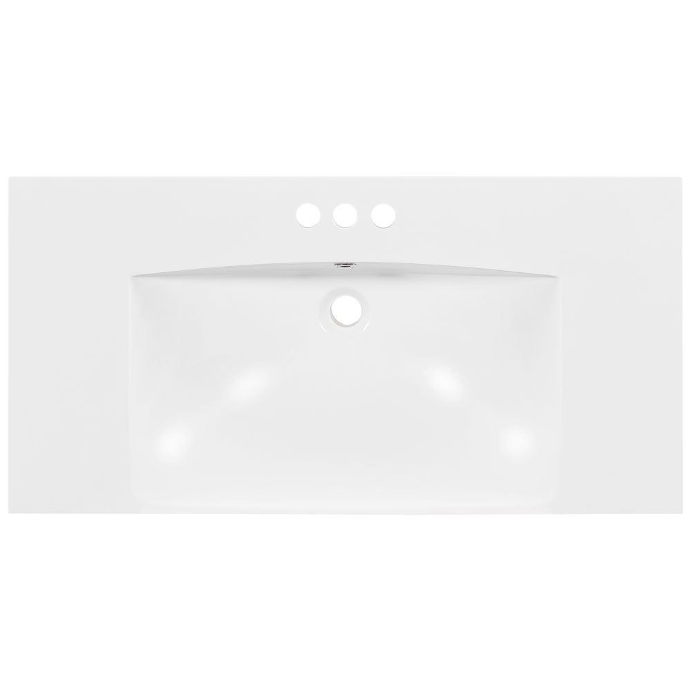 dropship 36" Single Bathroom Basin Sink, Vanity Top Only, 3-Faucet Holes, Resin