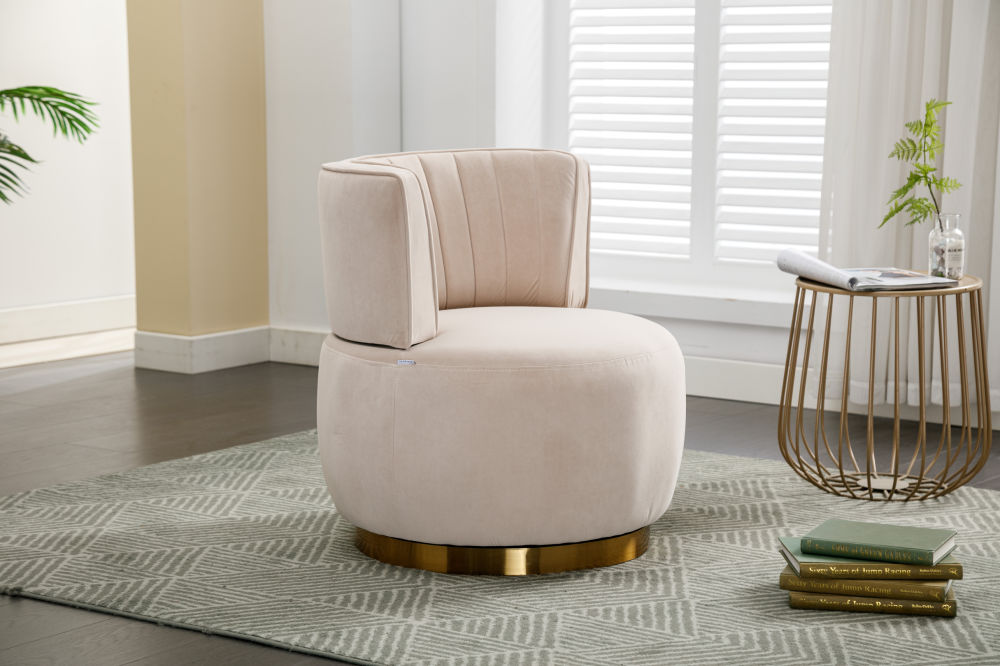 dropship 360 Degree Swivel Cuddle Barrel Accent Sofa Chairs, Round Armchairs with Wide Upholstered, Fluffy Velvet Fabric Chair for Living Room, Bedroom, Office, Waiting Rooms
