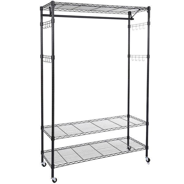 dropship 3-Tiers Large Size Heavy Duty Wire Shelving Garment Rolling Rack Clothing Rack