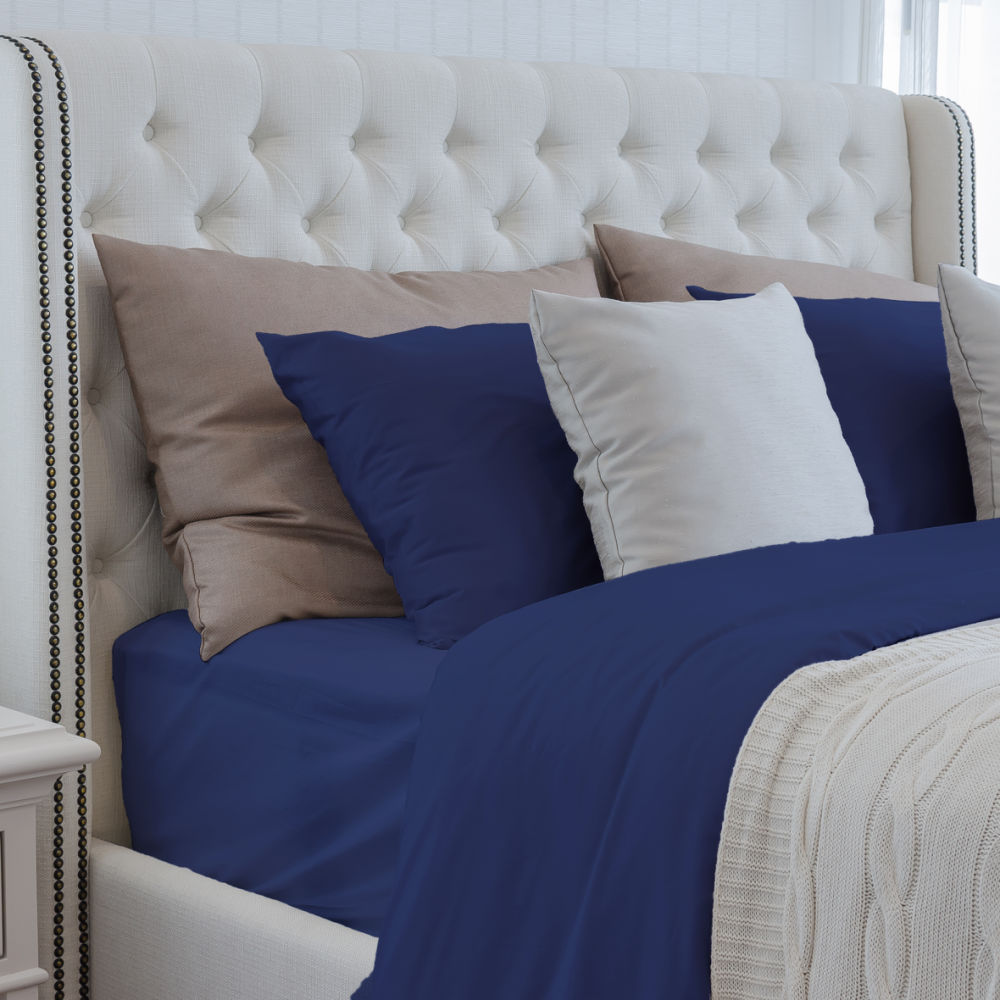dropship Luxurious Viscose from 100% Bamboo 4-Piece sheet Set , Oeko-TEX Certified, California King - Indigo